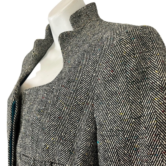 CACHE Herringbone Cotton Blend Black White Colorful Specks Suit Jacket Blazer  6 - Picture 3 of 15